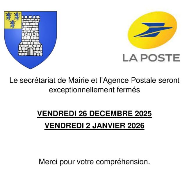 Fermeture mairie et agence postale