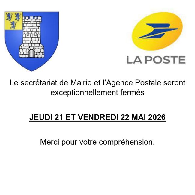 Fermeture mairie et agence postale