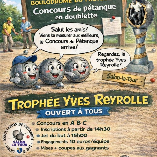 Concours de pétanque en doublette – Trophée Yves Reyrolle association Droit au But